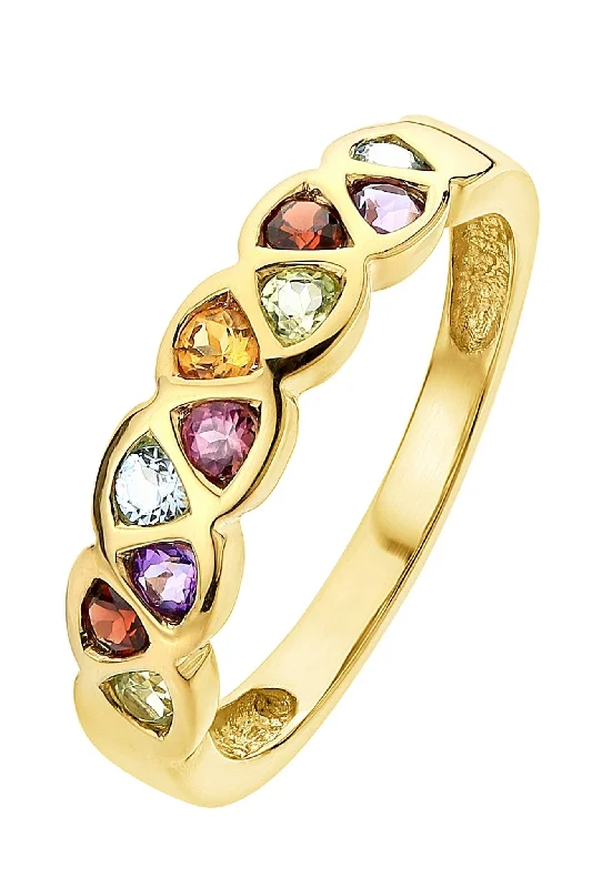 Statement - Making Fashion Rings in Gold - Plated Brass with Oversized Cubic Zirconia Stones9ct Yellow Gold Multi Gemstone Ring