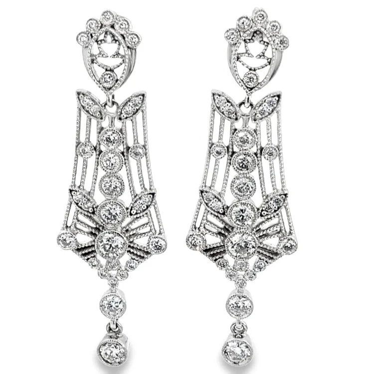 Marquise - cut diamond engagement ring with a split - shank band in platinumLAB GROWN ROUND DIAMONDS 1.64ctw ANTIQUE DANGLE EARRINGS