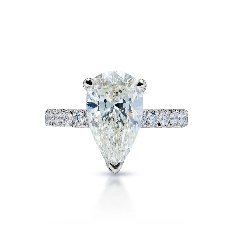 Marquise - Cut Women's Diamond Rings in Palladium for a Unique and Elongated ShapeSophie 4 Carat Pear Shape G VS1 Diamond Engagement Ring in 18k White Gold. EGL Certified