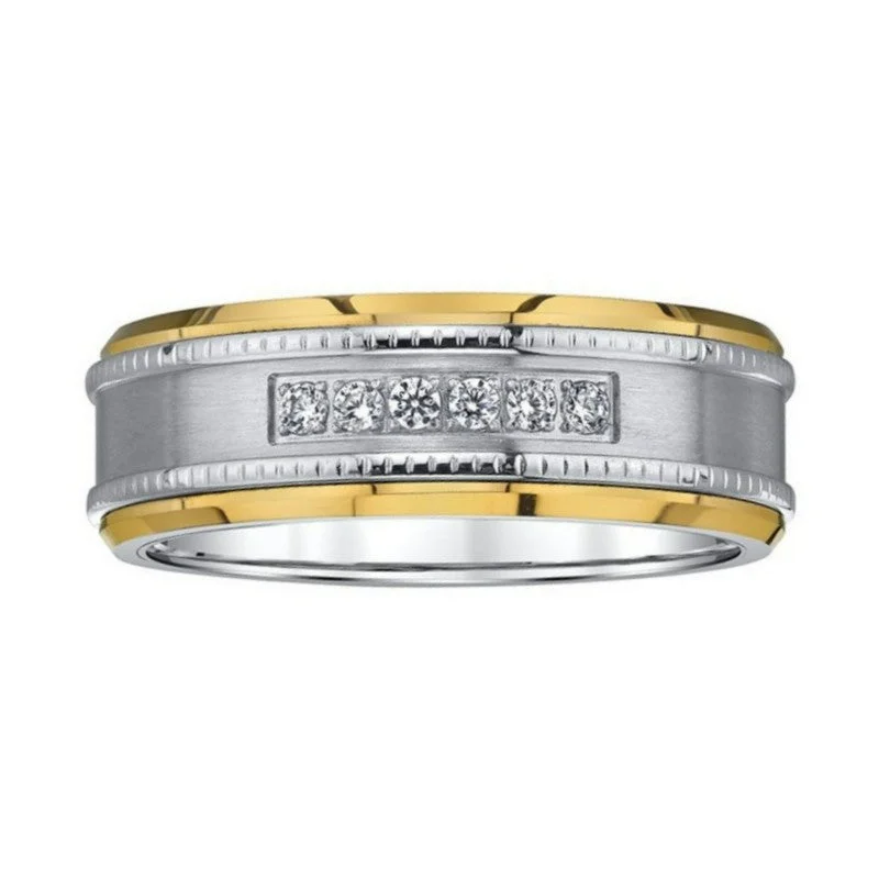 Vintage - Style Women's Diamond Rings with Floral - Engraved Bands and Multiple Diamond AccentsMen's 8mm Diamond Tungsten Steel Wedding Band