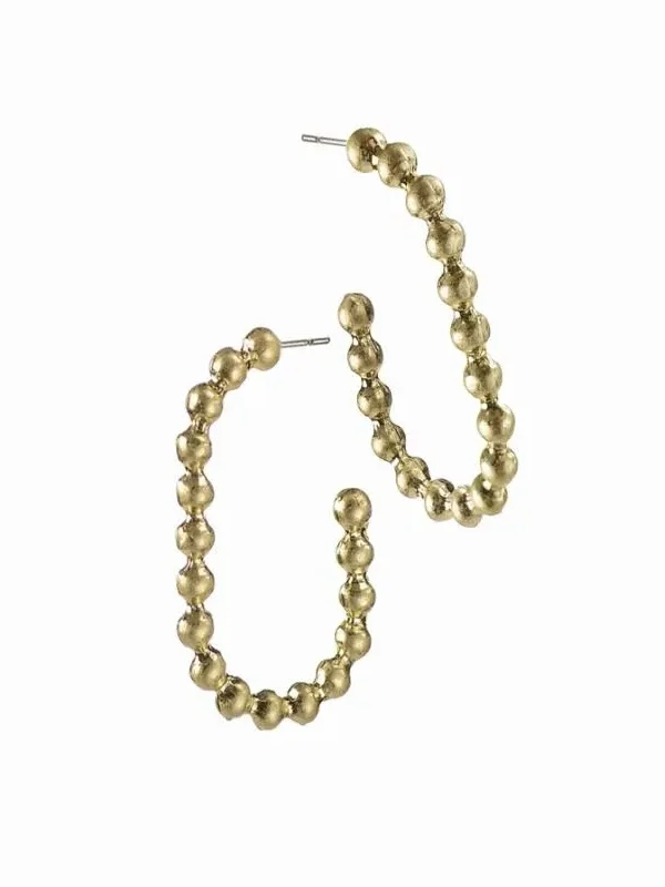 Everyday hoop earringsBall Chain Demi Hoops - Worn Gold