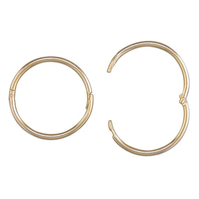 Sterling silver hoop earrings9ct Gold 1.3cm Sleeper Hoop Earrings