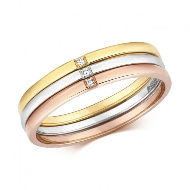 Statement - Making Fashion Rings in Gold - Plated Brass with Oversized Cubic Zirconia StonesDiamond Jewellery 9ct Set Of 3 White Gold,Gold,Rose Gold  RD814