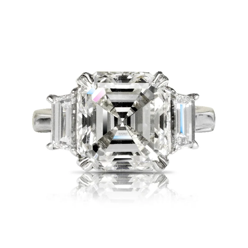 Women's Diamond Rings with Side - Stone Pave Setting for a Sparkling and Continuous ShineSTAR  6 CARAT ASSCHER CUT H COLOR VS2 CLARITY DIAMOND ENGAGEMENT RING 14K WHITE GOLD CERTIFIED 5 CT H VS2 BY MIKE NEKTA