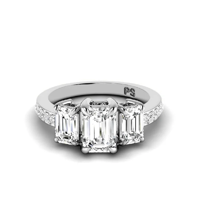 Men's Topaz Engagement Rings in 10K Gold with a Channel - Set Diamond Band1.50-2.65 CT Round & Emerald Cut Diamonds - Engagement Ring