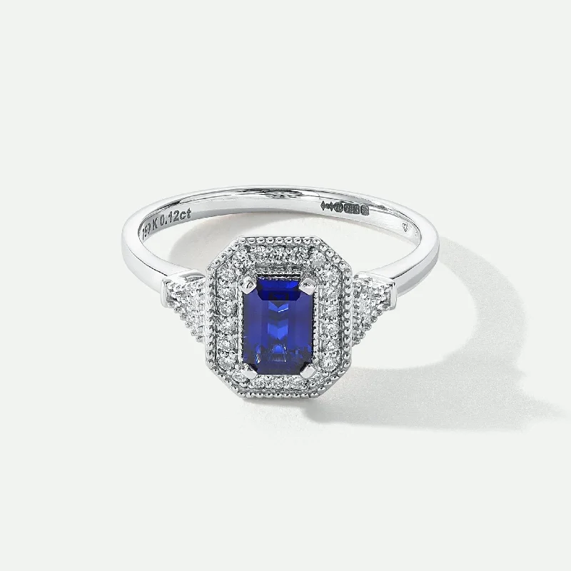 Vintage - Reproduction Fashion Rings in Bronze with Cameo - Style MedallionsVera | 18ct White Gold 0.12ct tw Lab Grown Diamond and Created Sapphire Vintage Ring