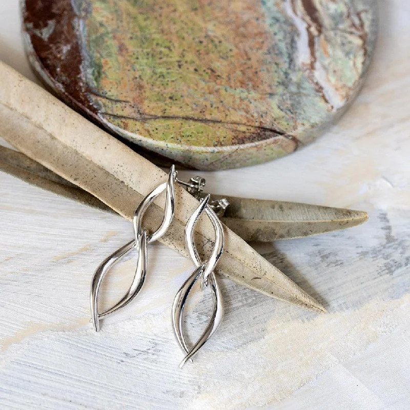 Silver hoop earringsKit Heath Entwine Twine Twist Link Duo Drop Earrings