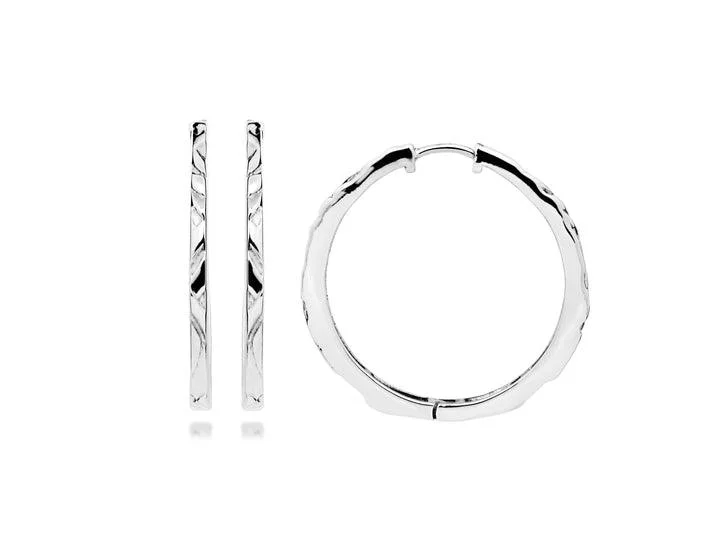 Sterling silver hoop earringsSilver Large Textured Huggie Earrings