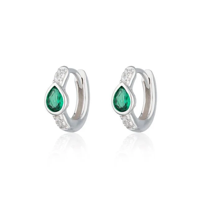 Lightweight hoop earringsScream Pretty Sterling Silver Green Teardrop Huggie Earrings