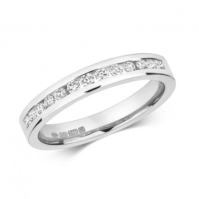 Open - Band Fashion Rings in Sterling Silver with Gemstone InlaysDiamond Jewellery 18K White Gold Diamond Half Eternity Ring RDQ152W