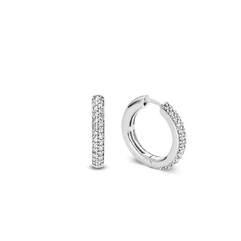 Minimalist hoop earringsTi Sento Silver Cubic Zirconia 20mm Hoop Earrings