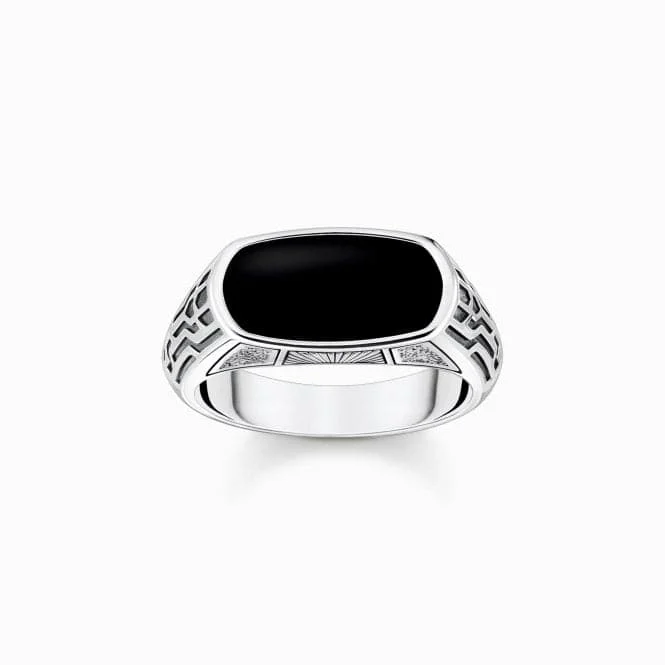 Chunky Fashion Rings in Copper with Geometric Patterns for a Bold AccessorySterling Silver Black Onyx Signet Ring TR2429-507-11