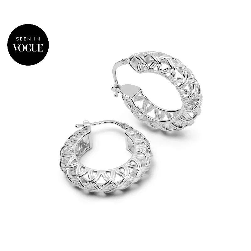 Huggie hoop earringsShrimps Woven Maxi Hoop Earrings Sterling Silver