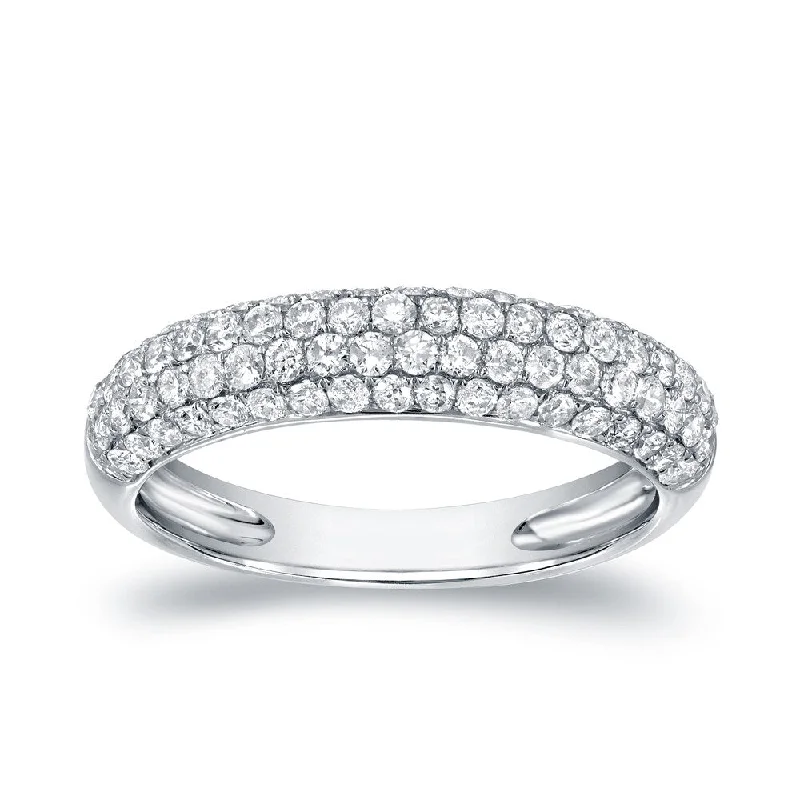 Cluster - Style Women's Diamond Rings with Multiple Small Diamonds Arranged in a Stunning PatternAuriya Multi-Row Pave Diamond Band 1 carat TDW 14K White Gold