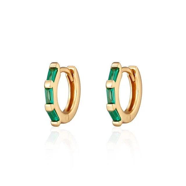 Hypoallergenic hoop earringsScream Pretty 18ct Gold Vermeil Green Huggie Earrings