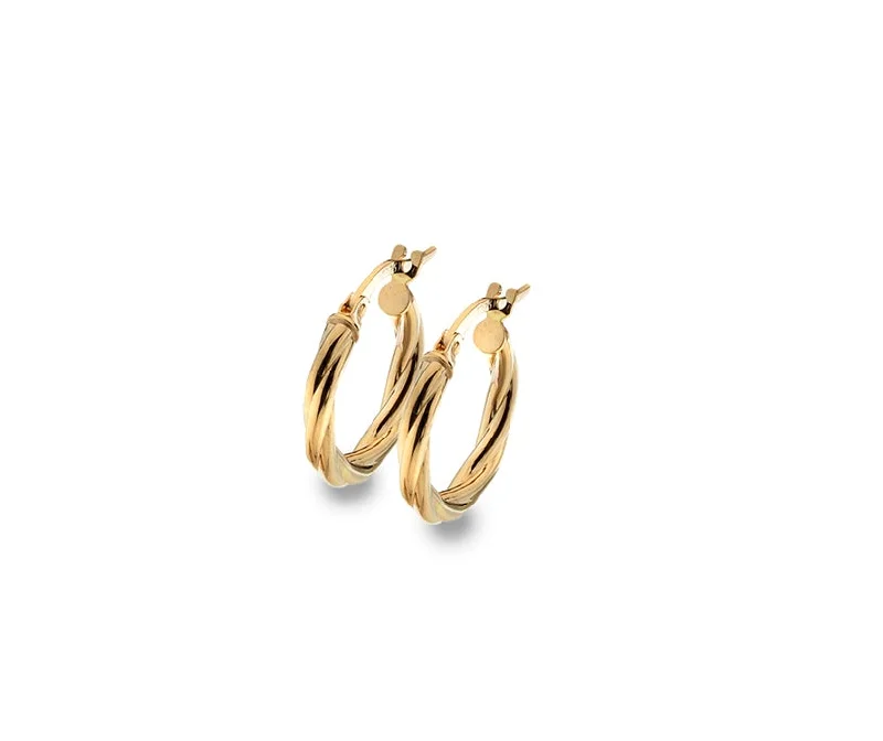 Chunky hoop earrings9ct Gold 10mm Twisted Hoop Earrings