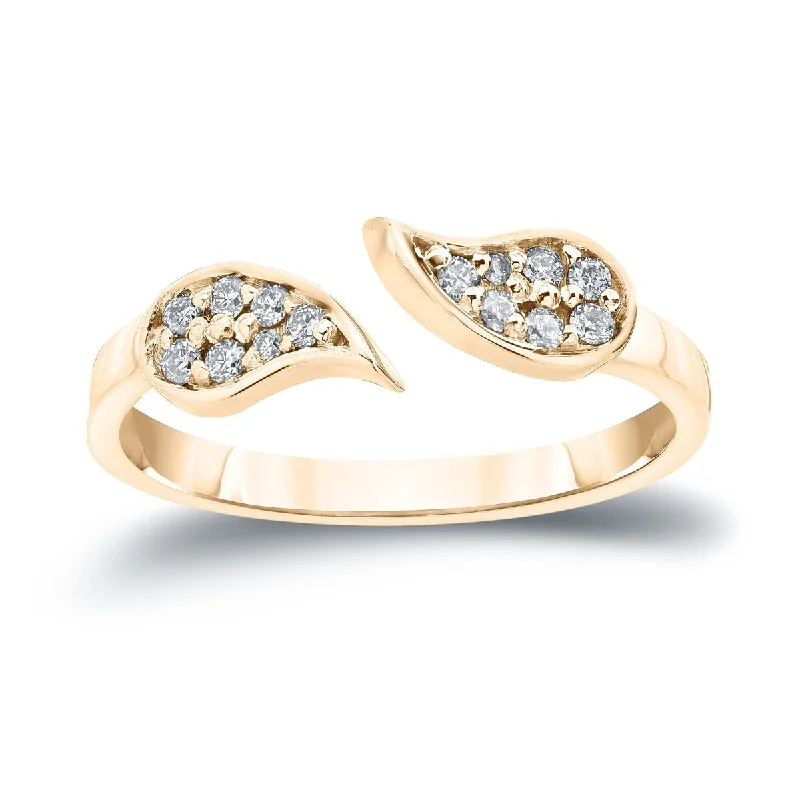 Signature - Design Women's Diamond Rings with a Brand - Specific Pattern and High - Quality DiamondsAuriya 14k Gold Stackable Open Teardrop Diamond Ring 1/5ct TW