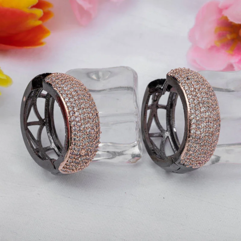 Rose gold hoop earringsMia- American Diamond Hoop Earrings