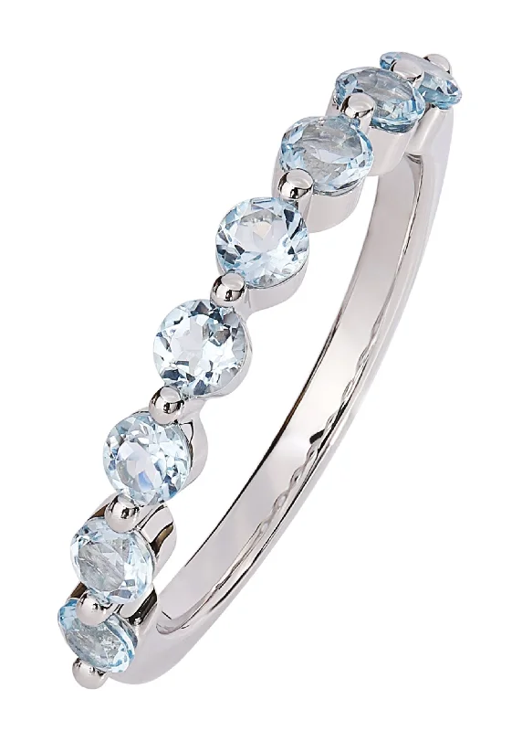 Open - Band Fashion Rings in Sterling Silver with Gemstone Inlays9ct White Gold Sky Blue Topaz Eternity Ring