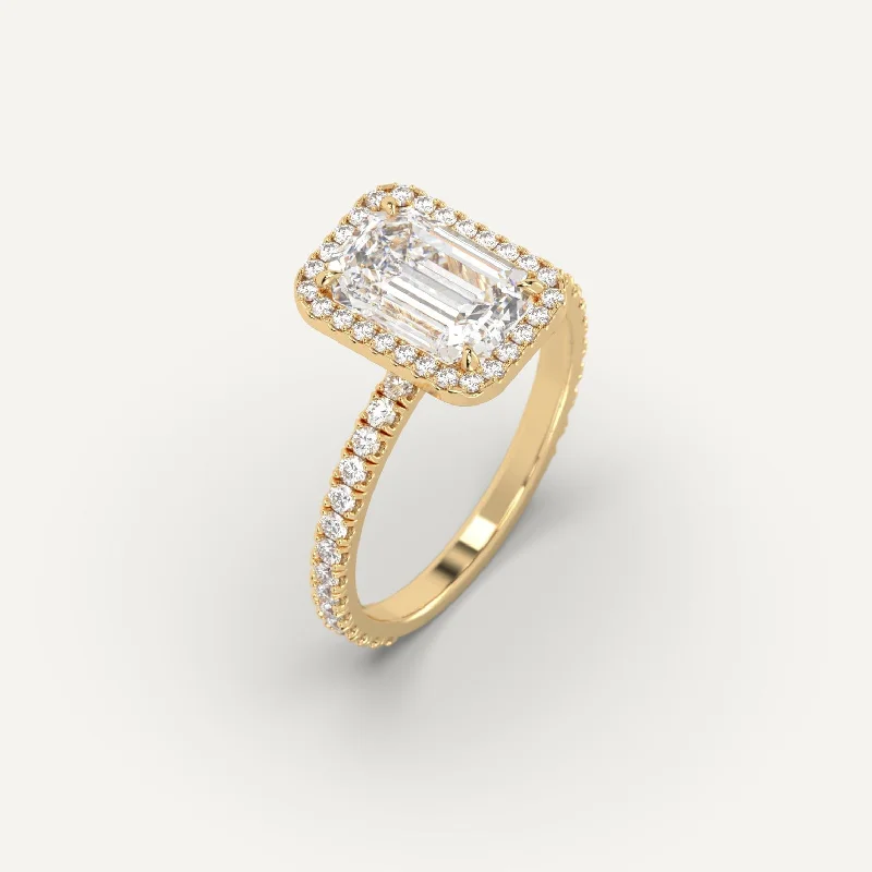 Men's Aquamarine Engagement Rings in 9K Gold with a Bezel - Set Stone3 carat Emerald Cut Diamond Ring