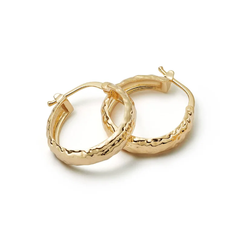 Diamond hoop earringsMidi Textured Hoop Earrings 18ct Gold Plate