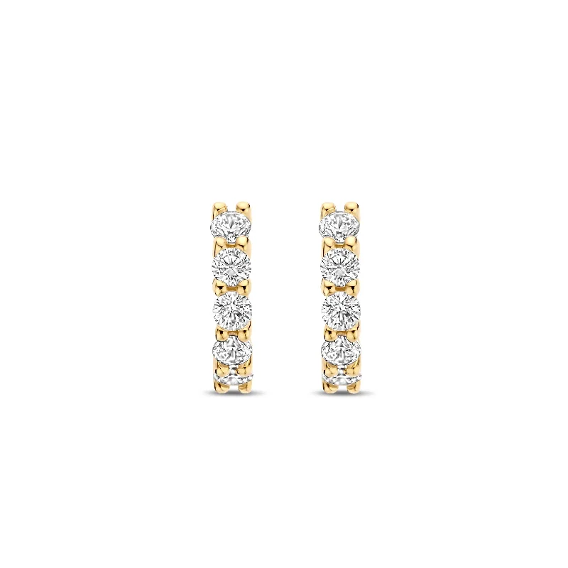 Minimalist hoop earringsTi Sento Gold Cubic Zirconia Mini Huggie Earrings