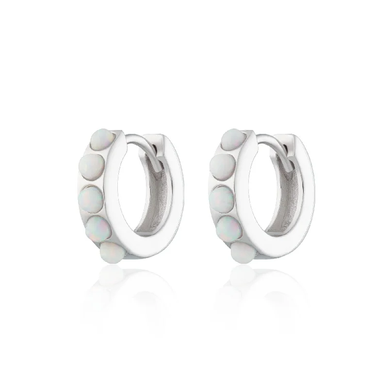 Hoop earrings for womenScream Pretty Huggie Earrings with White Opal Stones