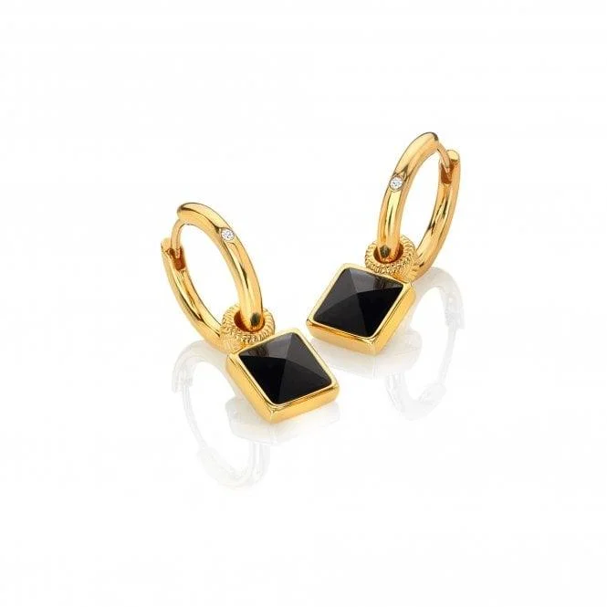 Sterling silver hoop earringsHot Diamonds Gold and Black Onyx Drop Earrings