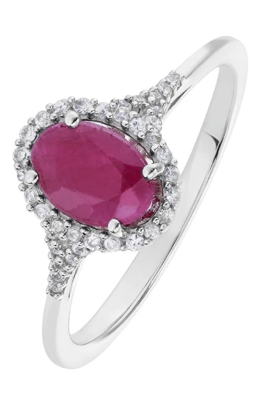 Textured Fashion Rings in Pewter with Hammered and Embossed Surfaces9ct White Gold Ruby and 0.10ct Diamond Ring