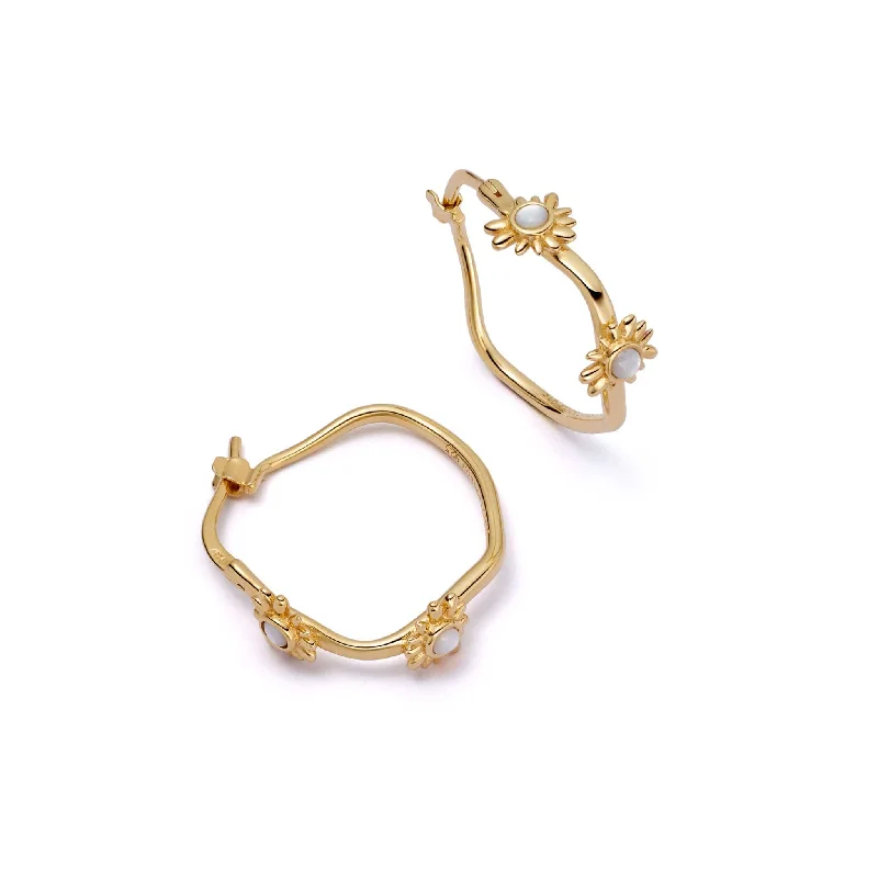 Minimalist hoop earringsDaisy Organic Mother of Pearl Hoop Earrings 18ct Gold Plate