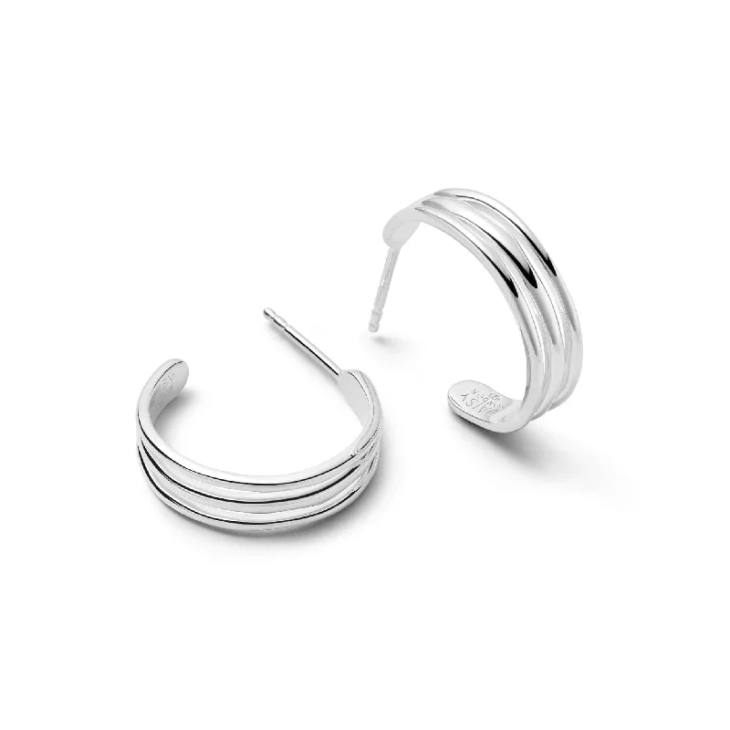 Large hoop earringsTriple Wave Hoop Earrings Sterling Silver