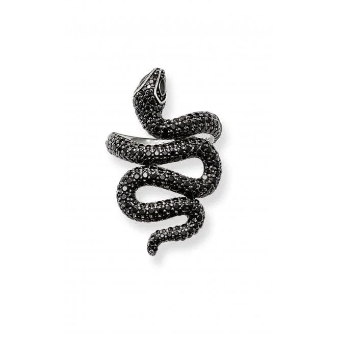 Geometric - Shaped Fashion Rings in Titanium with Iridescent InlaysThomas Sabo Pavé Black Snake Ring TR1938-041-11