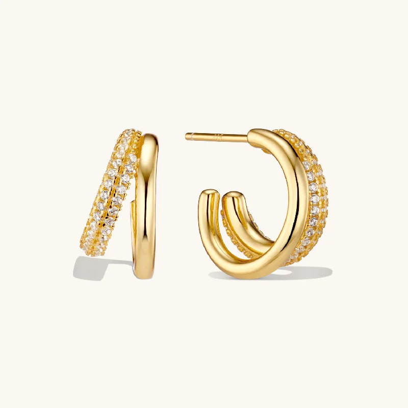 Diamond hoop earringsDuo Layered Hoops Gold