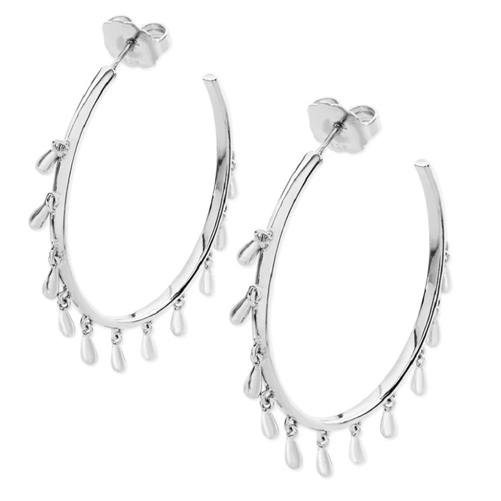 Beaded hoop earringsLucy Q Silver Multi Drop Hoop Earrings