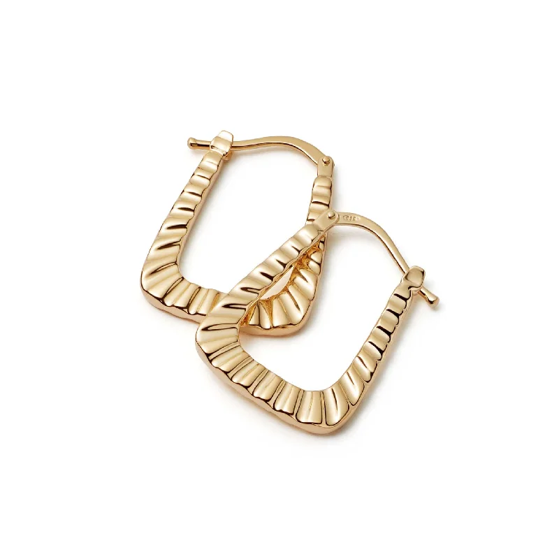 Lightweight hoop earringsMaxi Ridged Creole Hoop Earrings 18ct Gold Plate