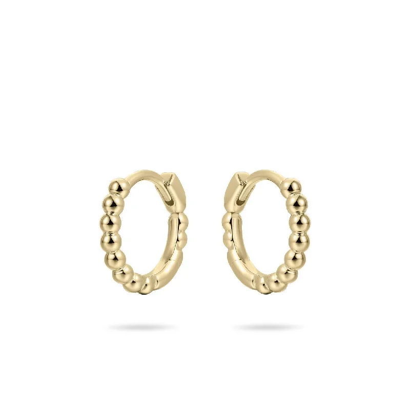 Minimalist hoop earringsGold Vermeil Yellow Gold Beaded Hoops