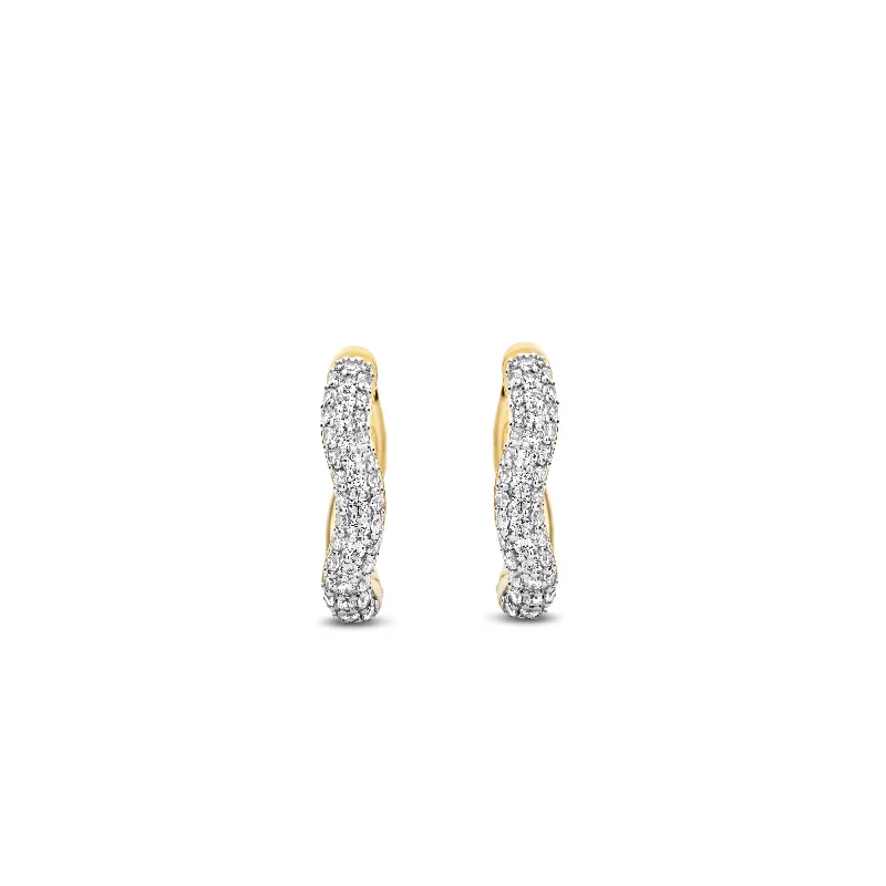 Everyday hoop earringsTi Sento 18ct Gold Vermeil Pavé Cubic Zirconia Wave Hoop Earrings