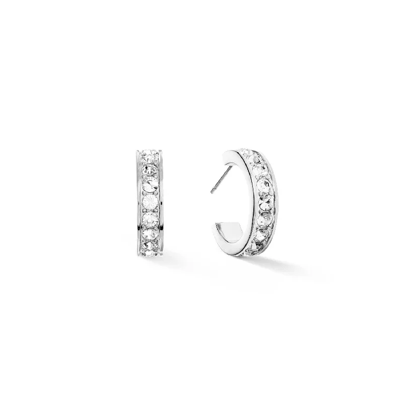 Statement hoop earringsCoeur De Lion 20mm Crystal Hoop Earrings - Silver & White