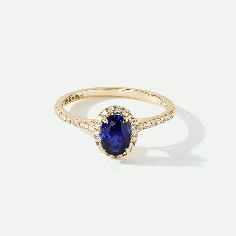 Bohemian - Style Fashion Rings with Turquoise and Silver Filigree for a Free - Spirited LookRosalind | 9ct Yellow Gold 0.20ct tw Lab Grown Diamond and Created Sapphire Ring