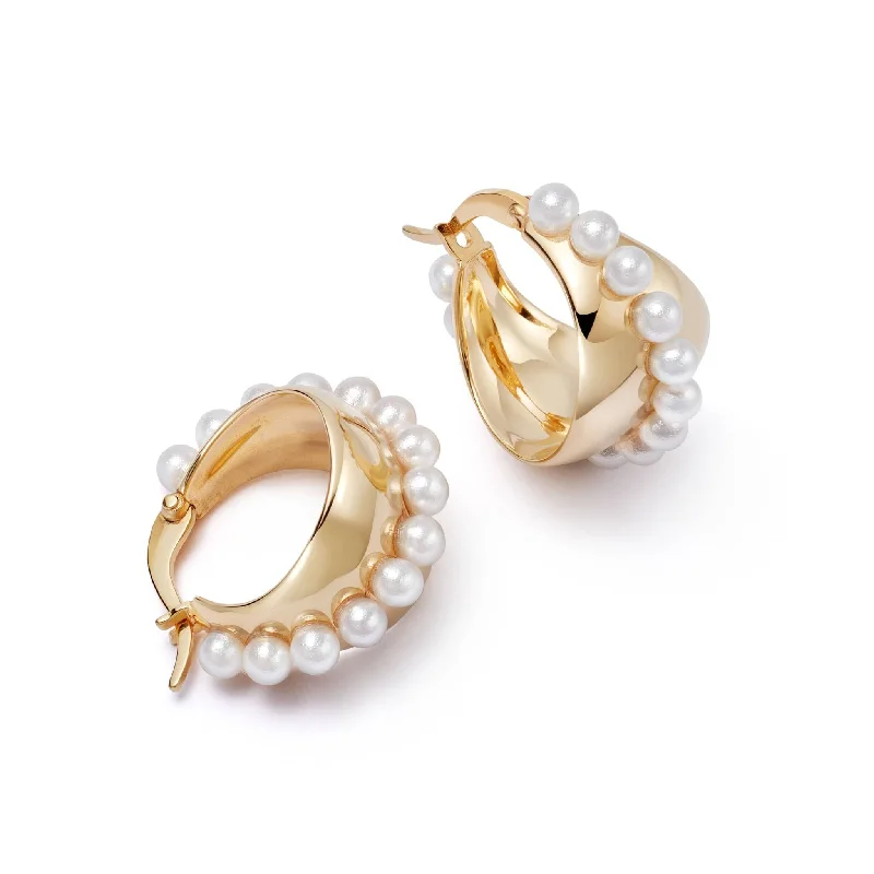 Large hoop earringsShrimps Pearl Maxi Hoop Earrings 18ct Gold Plate