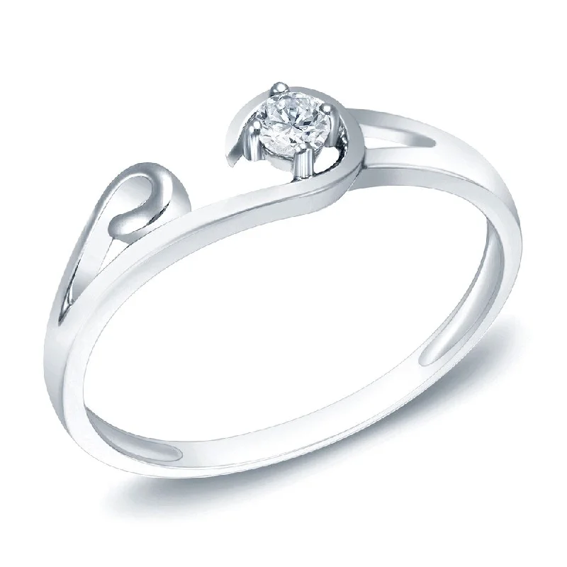 Princess - Cut Women's Diamond Rings in White Gold with a High - Clarity Diamond for a Modern LookAuriya Modern and Unique 1/10ct TDW Diamond Promise Ring 14k White Gold