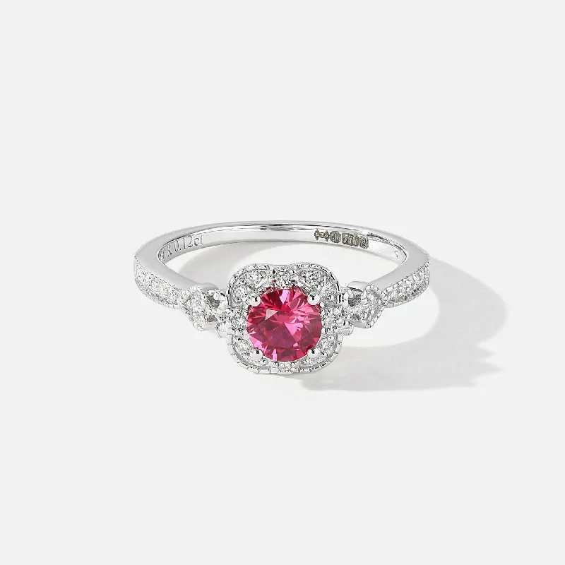 Bangle - Style Fashion Rings in Rose - Gold - Plated Aluminum with Etched PatternsHarper | 18ct White Gold 0.12ct tw Lab Grown Diamond and Created Ruby Vintage Ring