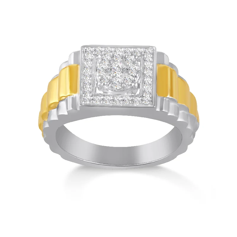 Cathedral - Style Women's Diamond Rings with a Raised Center Setting and Elaborate MetalworkMen's 1/2ctw Lab Grown Diamond Two-Tone Ring