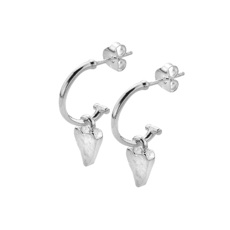 Sterling silver hoop earringsSea Gems Silver Hoop Earrings With Textured Heart