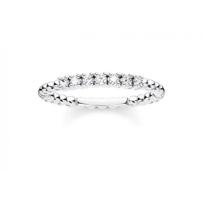 Fashion Rings with Initial Charms in Silver - Plated Metal for a Custom AccessorySilver Zirconia Dot Stacking Ring TR2323-051-14