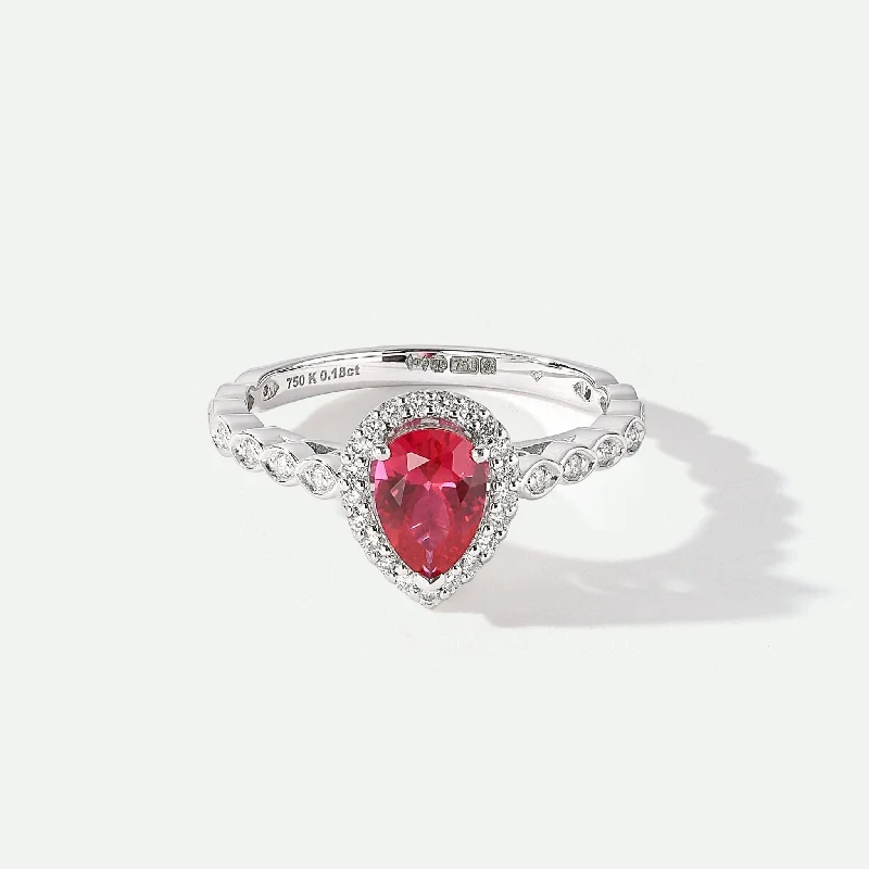 Adjustable Fashion Rings in Leather and Brass with a Tribal - Inspired DesignLyra | 18ct White Gold 0.12ct tw Lab Grown Diamond and Created Ruby Vintage Ring