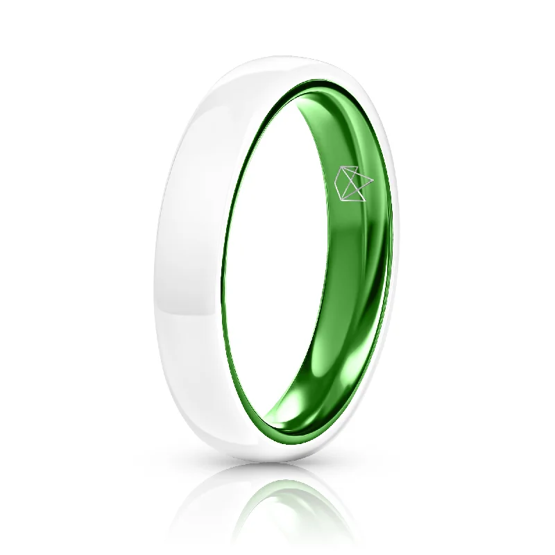 Statement - Making Cocktail Rings for Women with Large Cubic ZirconiaWhite Ceramic Ring - Resilient Green - 4MM