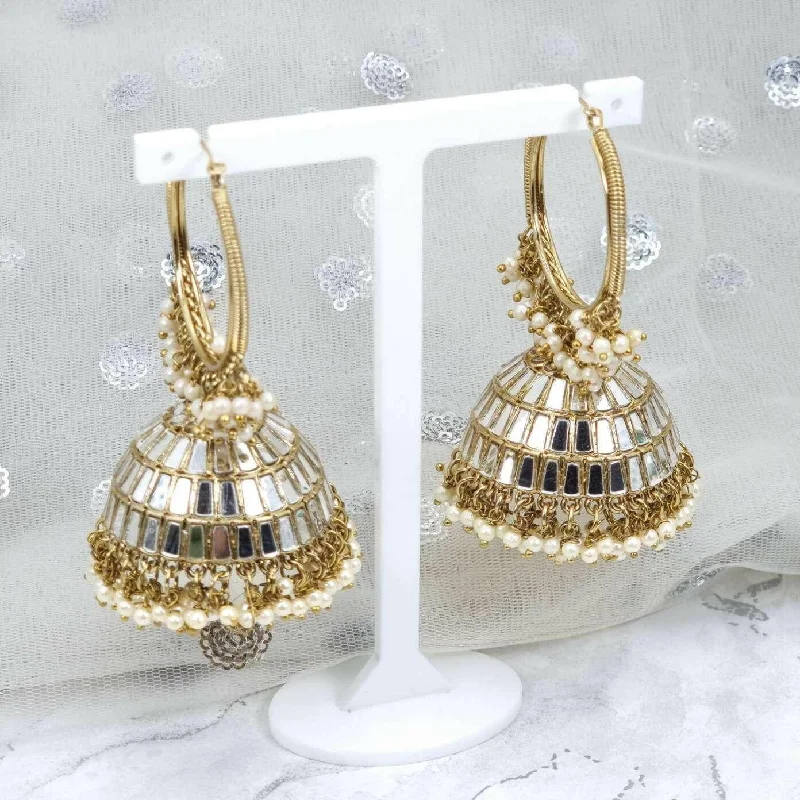 Statement hoop earringsSonam- Antique Gold Mirrored Statement Jhumki Bali