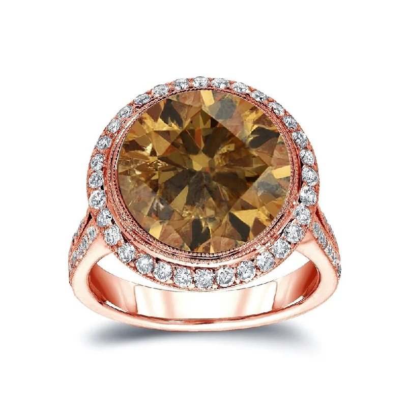 Tennis - Style Women's Diamond Rings with a Continuous Row of Diamonds for a Classic and Versatile LookAuriya 14k Gold 7 3/4ctw Fancy Natural Cognac Brown Diamond Engagement Ring