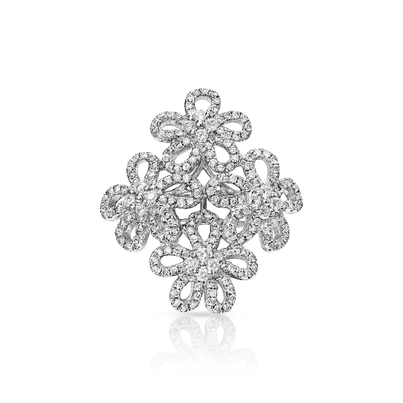 Signature - Design Women's Diamond Rings with a Brand - Specific Pattern and High - Quality DiamondsSalem 2 Carat Floral Cocktail Ring in 14kt White Gold For Ladies